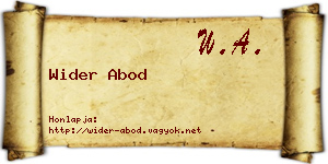 Wider Abod névjegykártya